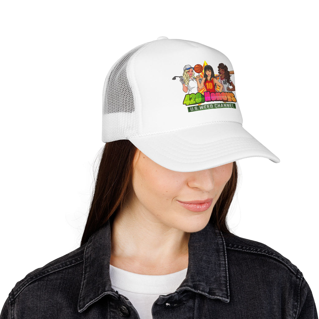 420 Honeys Trucker Hat - Cannabis Culture Foam Mesh Cap