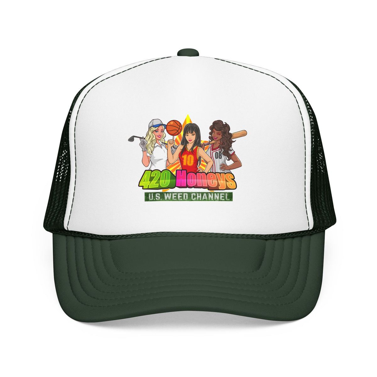 420 Honeys Trucker Hat - Cannabis Culture Foam Mesh Cap