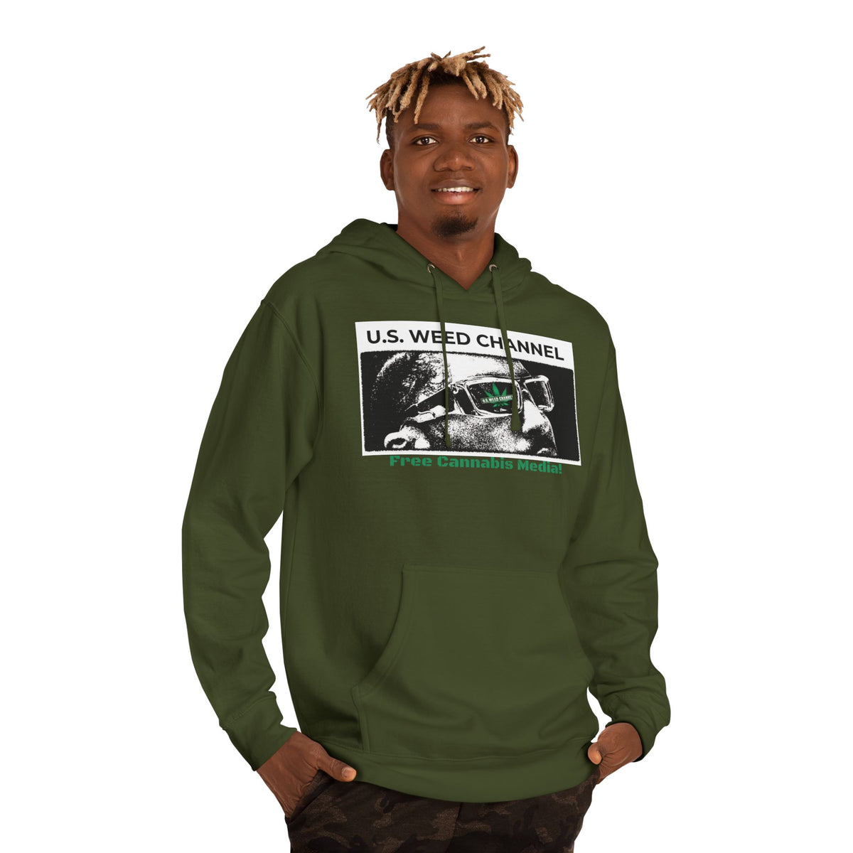 FREE CANNABIS MEDIA Chic Graphic 'Statement' Hoodie - U.S. WEED CHANNEL Cannabis Freedom-Fighter