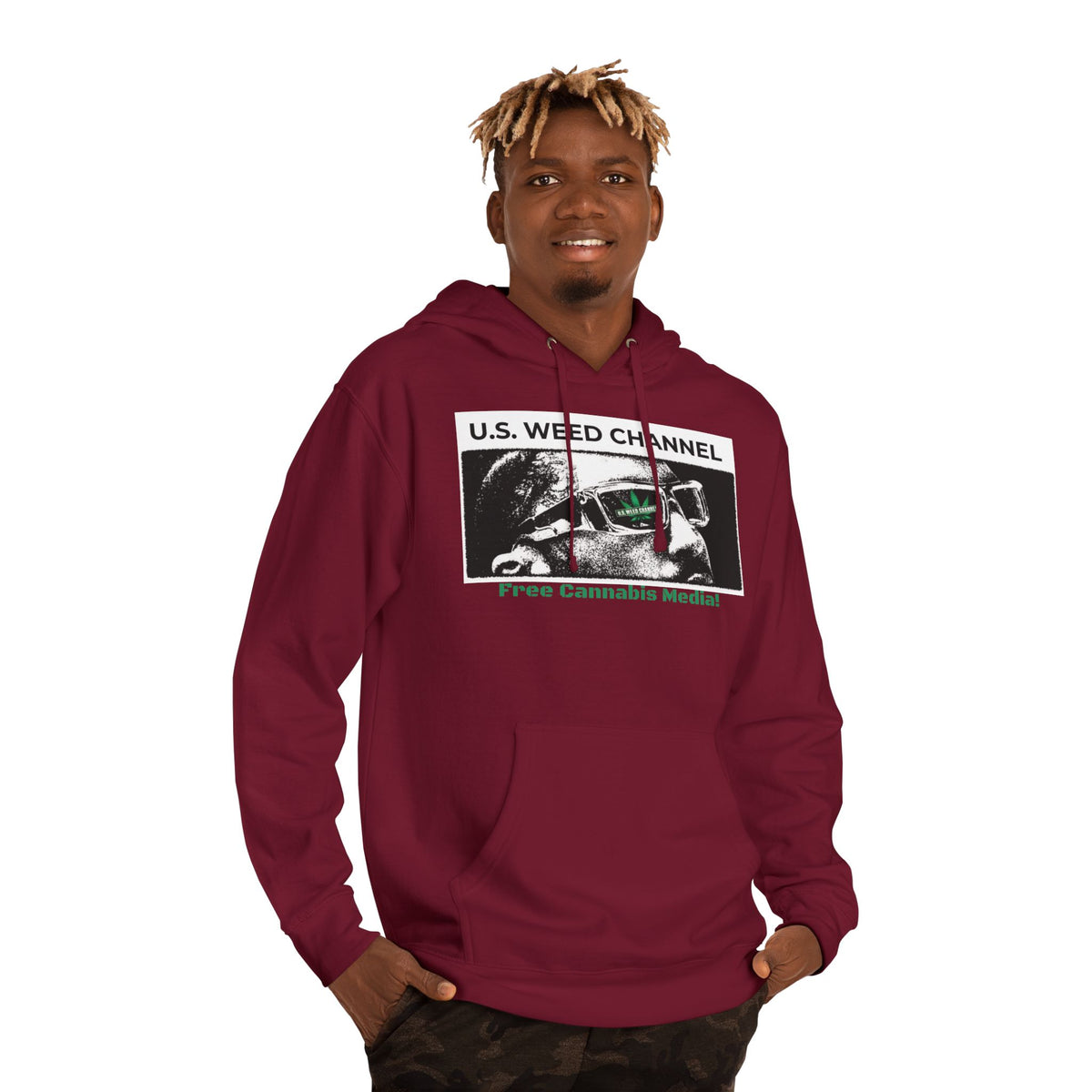 FREE CANNABIS MEDIA Chic Graphic 'Statement' Hoodie - U.S. WEED CHANNEL Cannabis Freedom-Fighter
