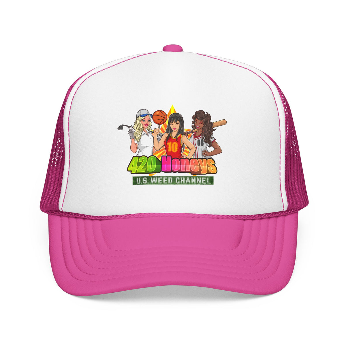 420 Honeys Trucker Hat - Cannabis Culture Foam Mesh Cap