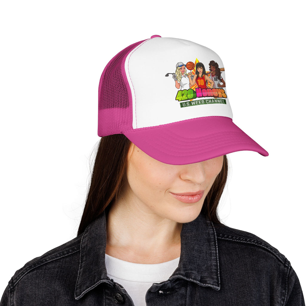 420 Honeys Trucker Hat - Cannabis Culture Foam Mesh Cap