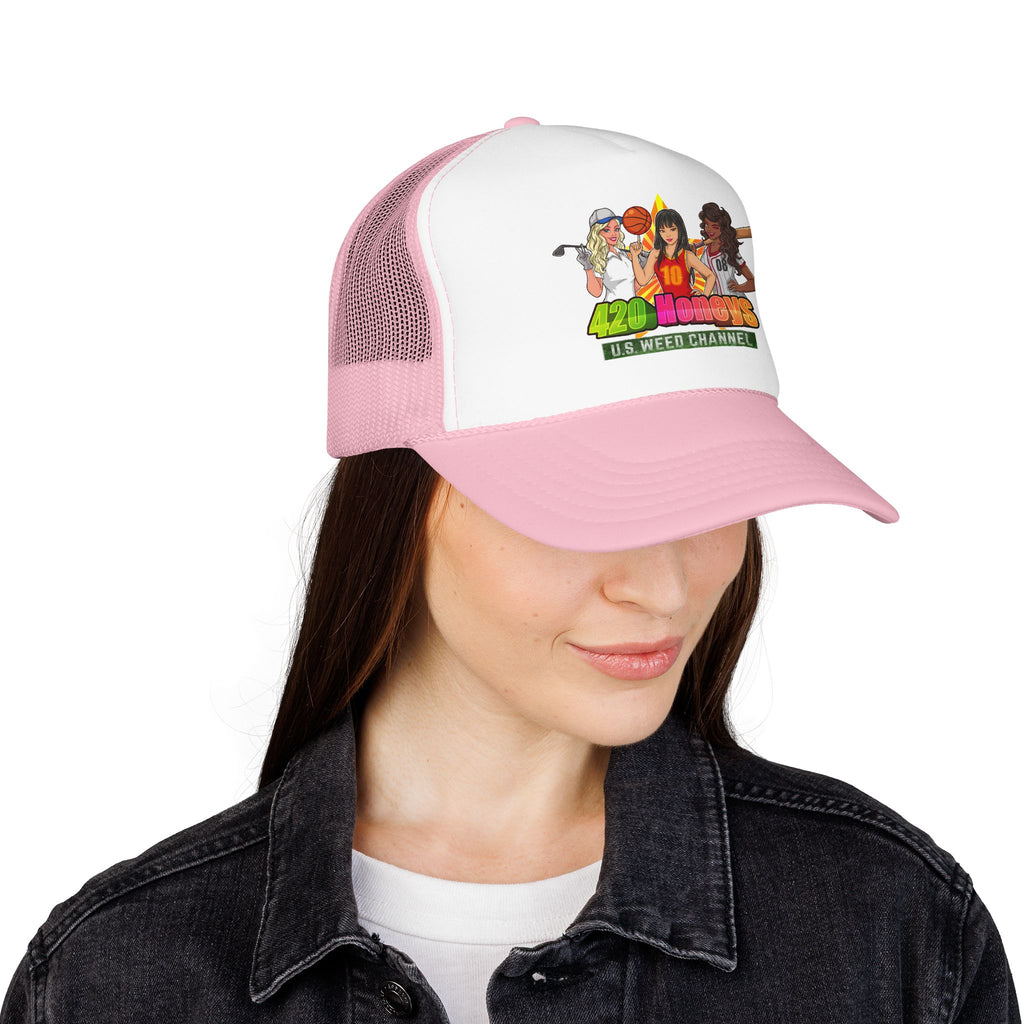 420 Honeys Trucker Hat - Cannabis Culture Foam Mesh Cap