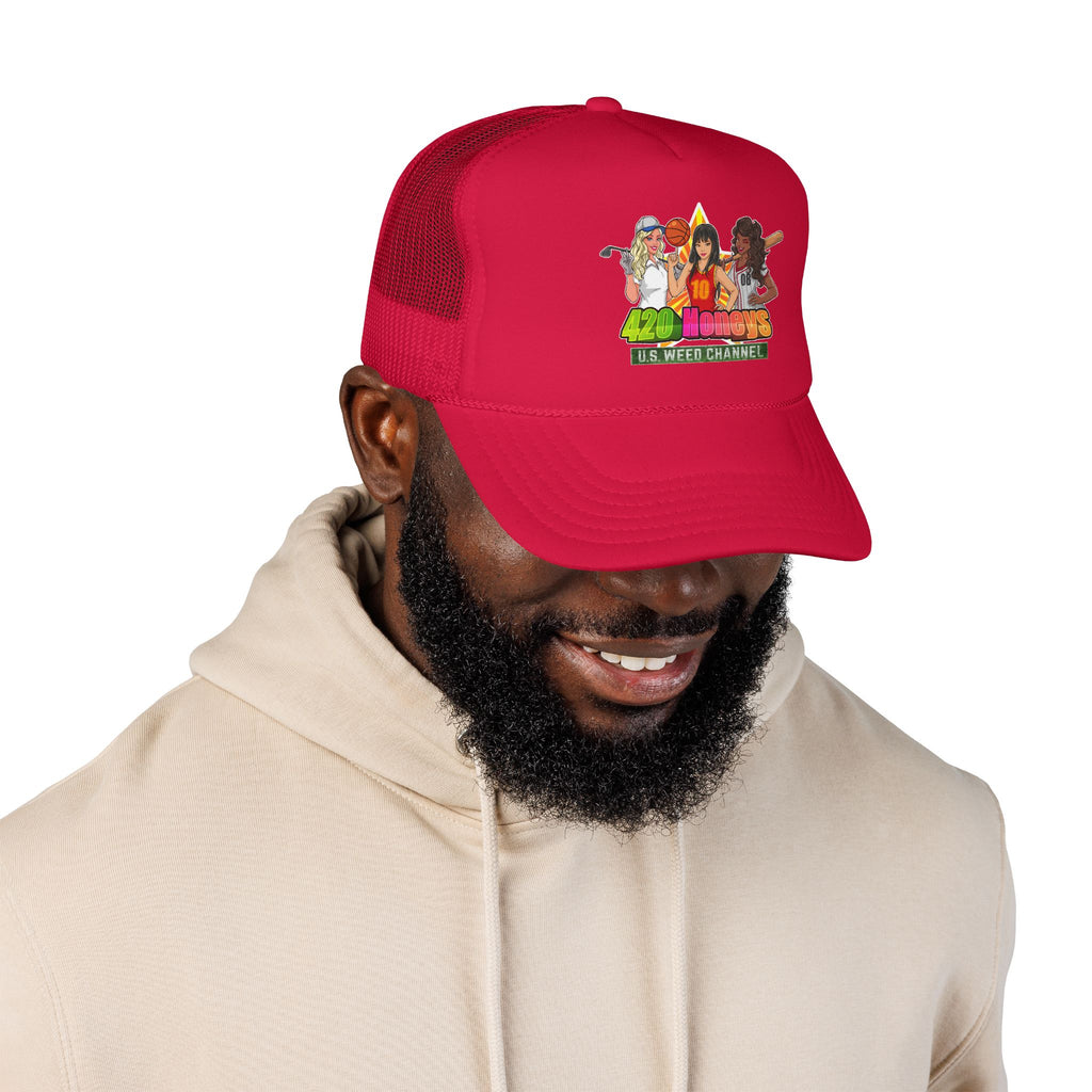 420 Honeys Trucker Hat - Cannabis Culture Foam Mesh Cap