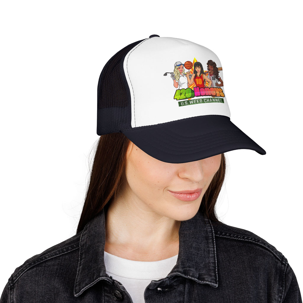 420 Honeys Trucker Hat - Cannabis Culture Foam Mesh Cap