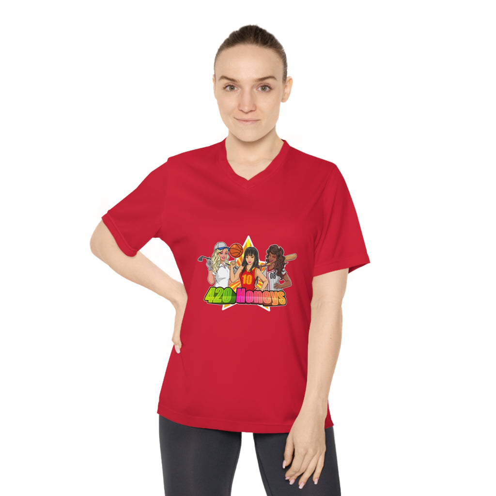 420 Honeys Women's Performance V-Neck T-Shirt
