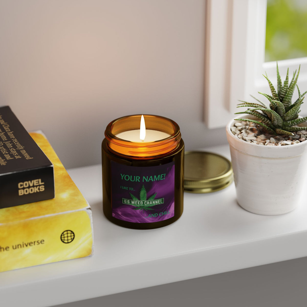 PERSONALIZED! "I Like To U.S. WEED CHANNEL And Chill" - Safety-Meeting Deluxe Scented Candles